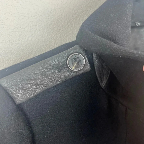 Mackage Black Wool Blend Double Breasted Pea Coat Military Designer Women’s XS - Picture 3 of 15